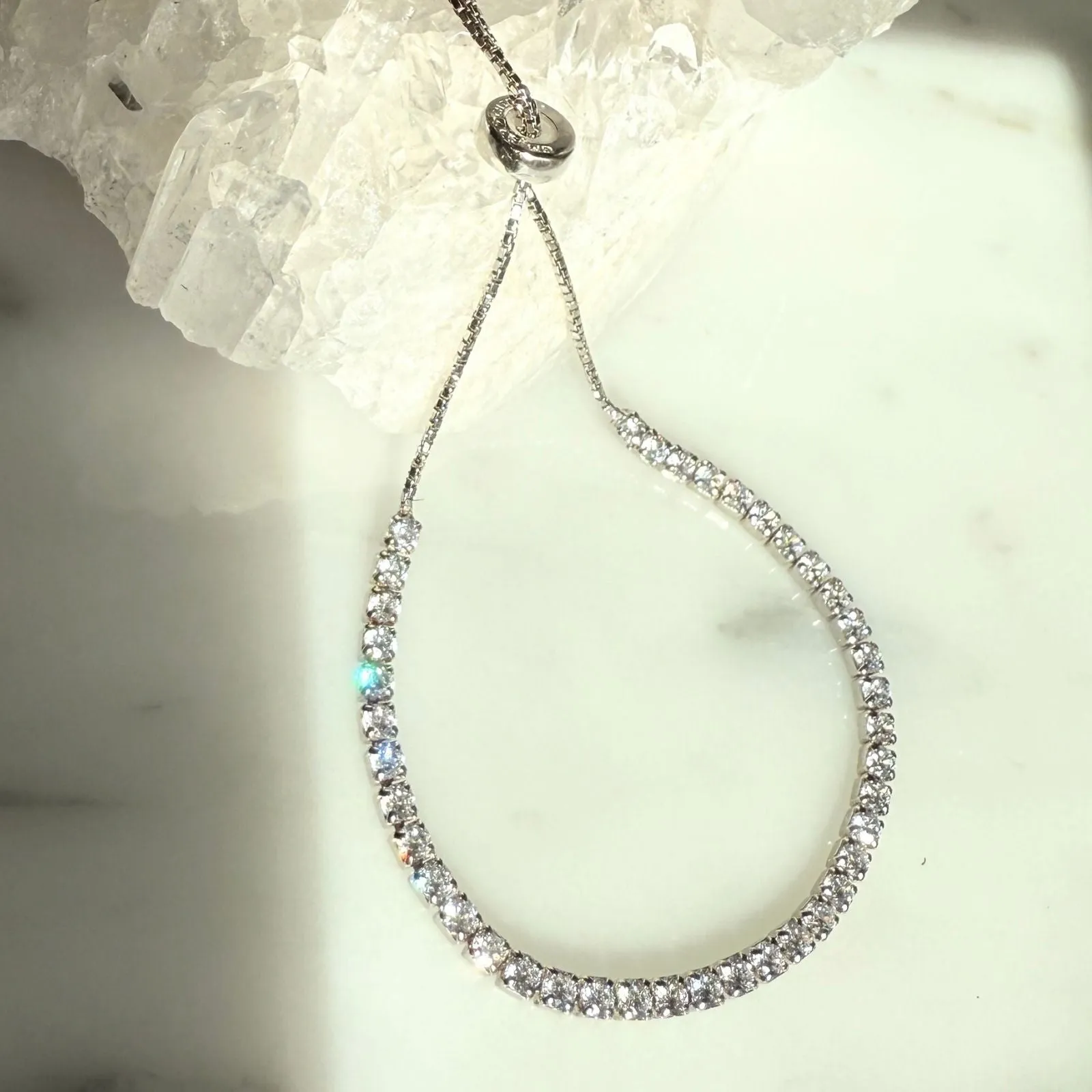 Adjustable Sterling Silver Tennis Bracelet