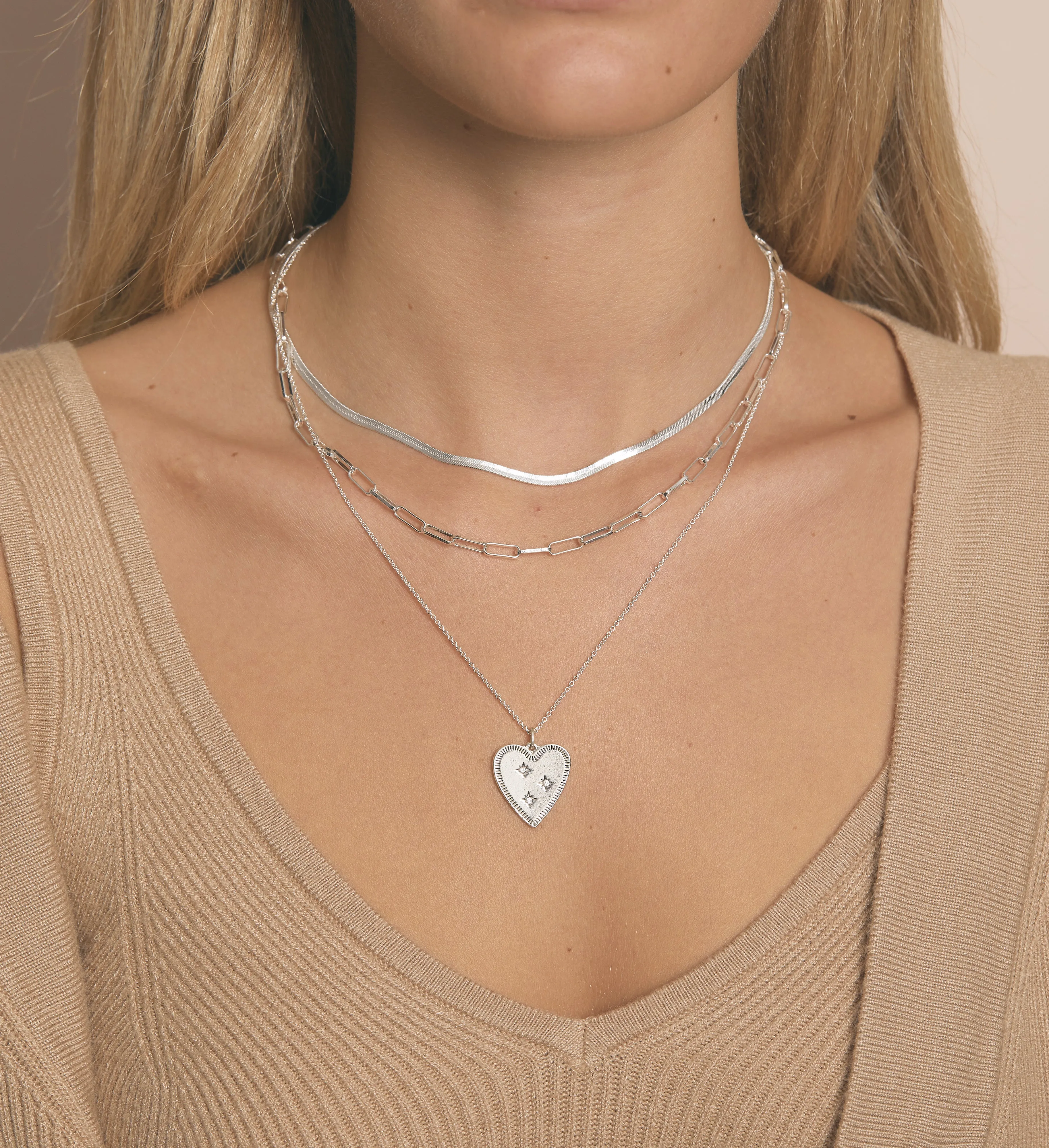 All You Need is Love Layered Necklace in Silver