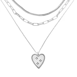 All You Need is Love Layered Necklace in Silver