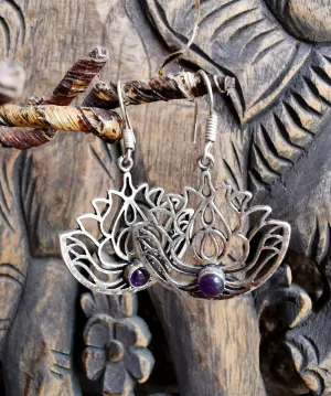 Amethyst Lotus Earrings