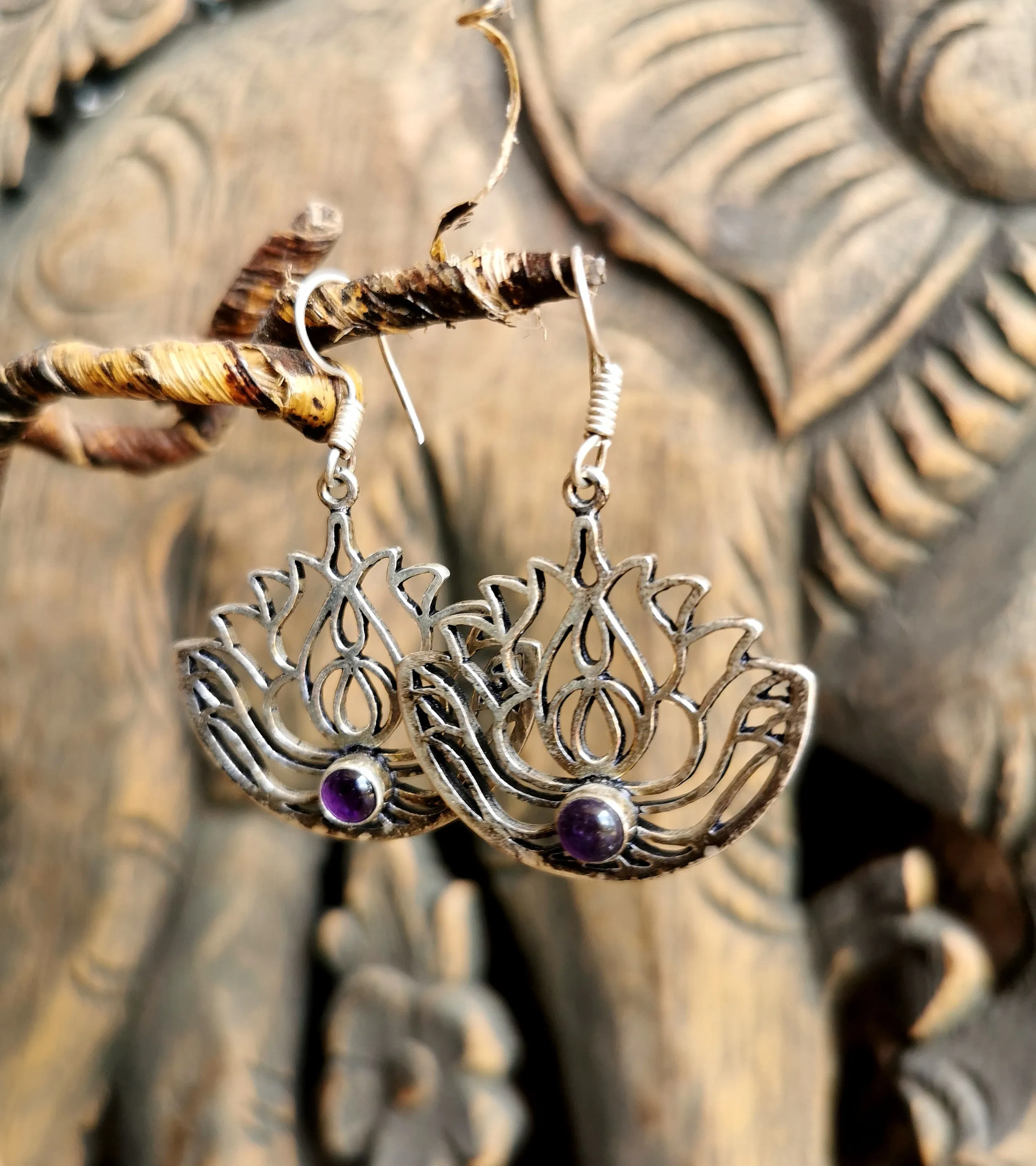 Amethyst Lotus Earrings