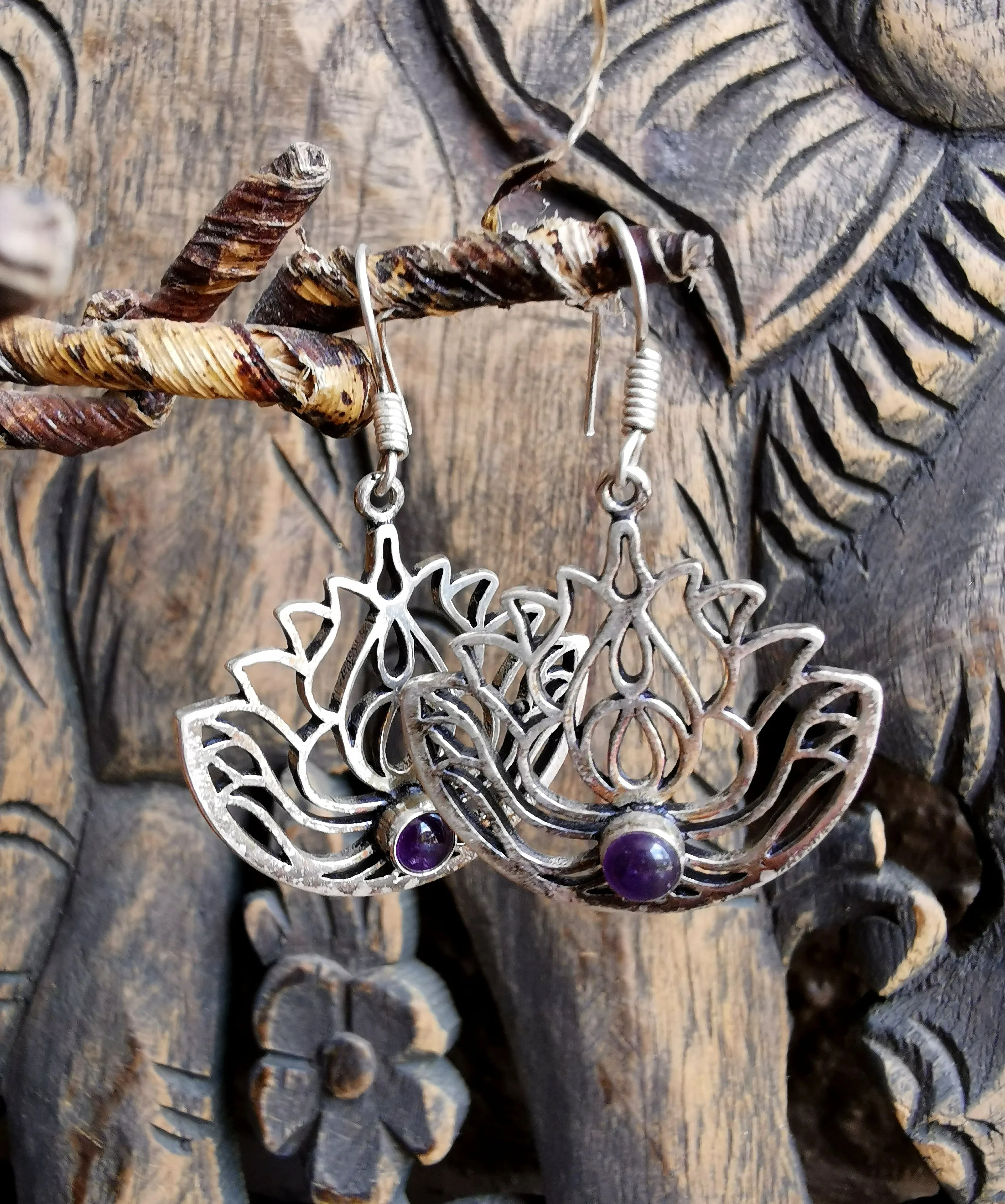 Amethyst Lotus Earrings