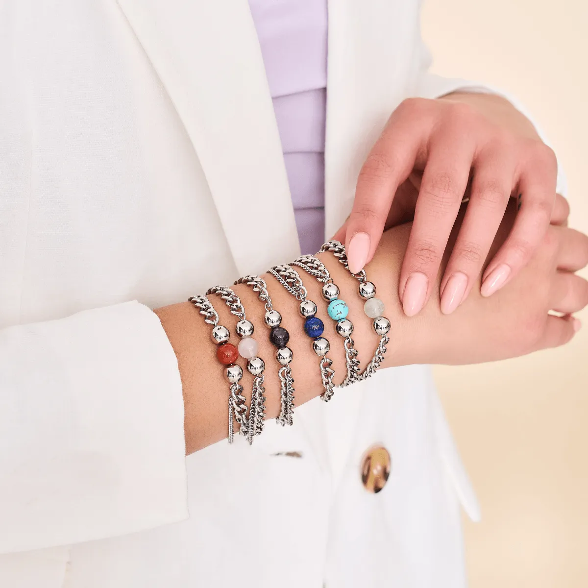 Amethyst x Silver | Gemstone Chain Bracelet
