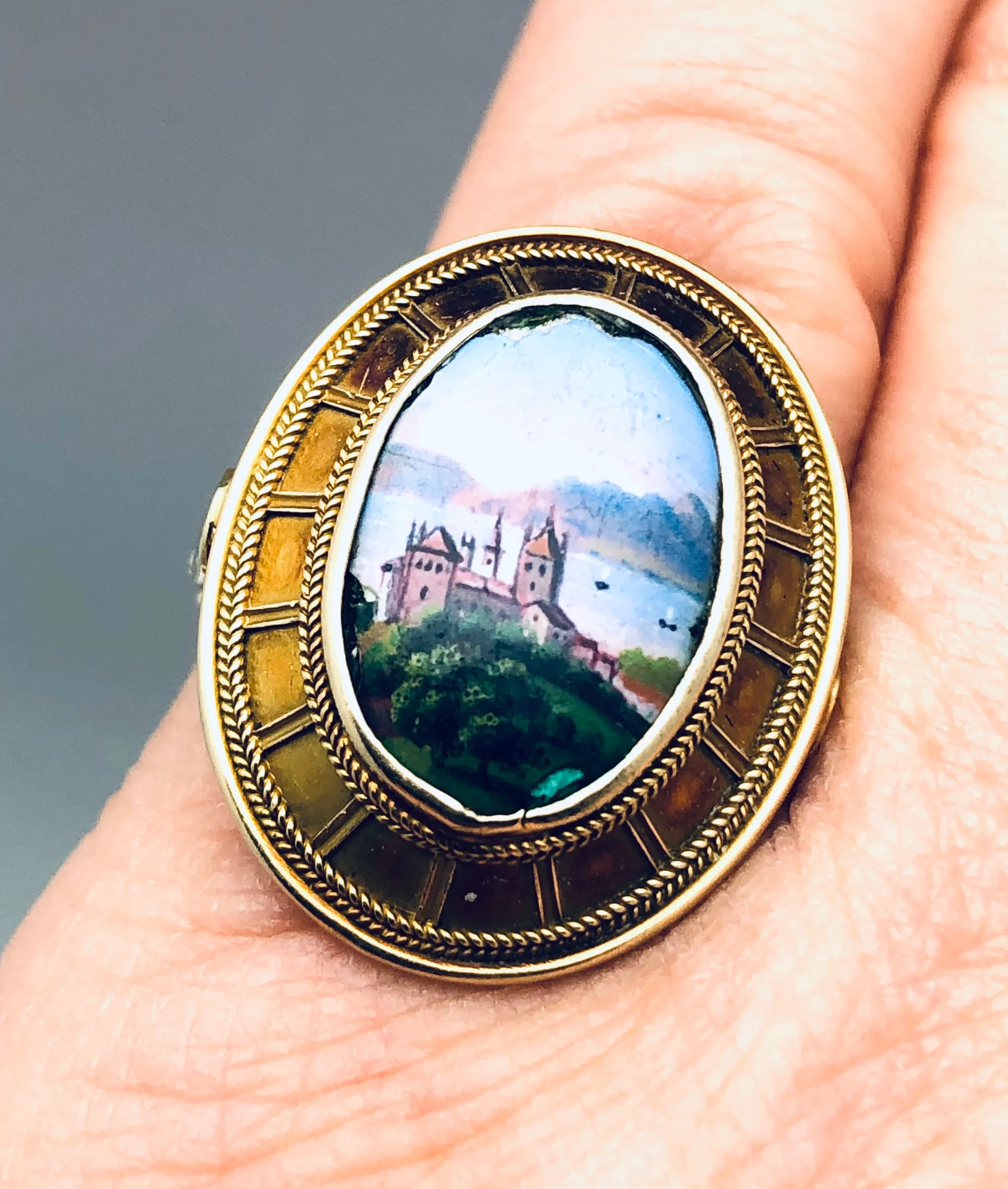 Antique 18K Italian Enamel Ring