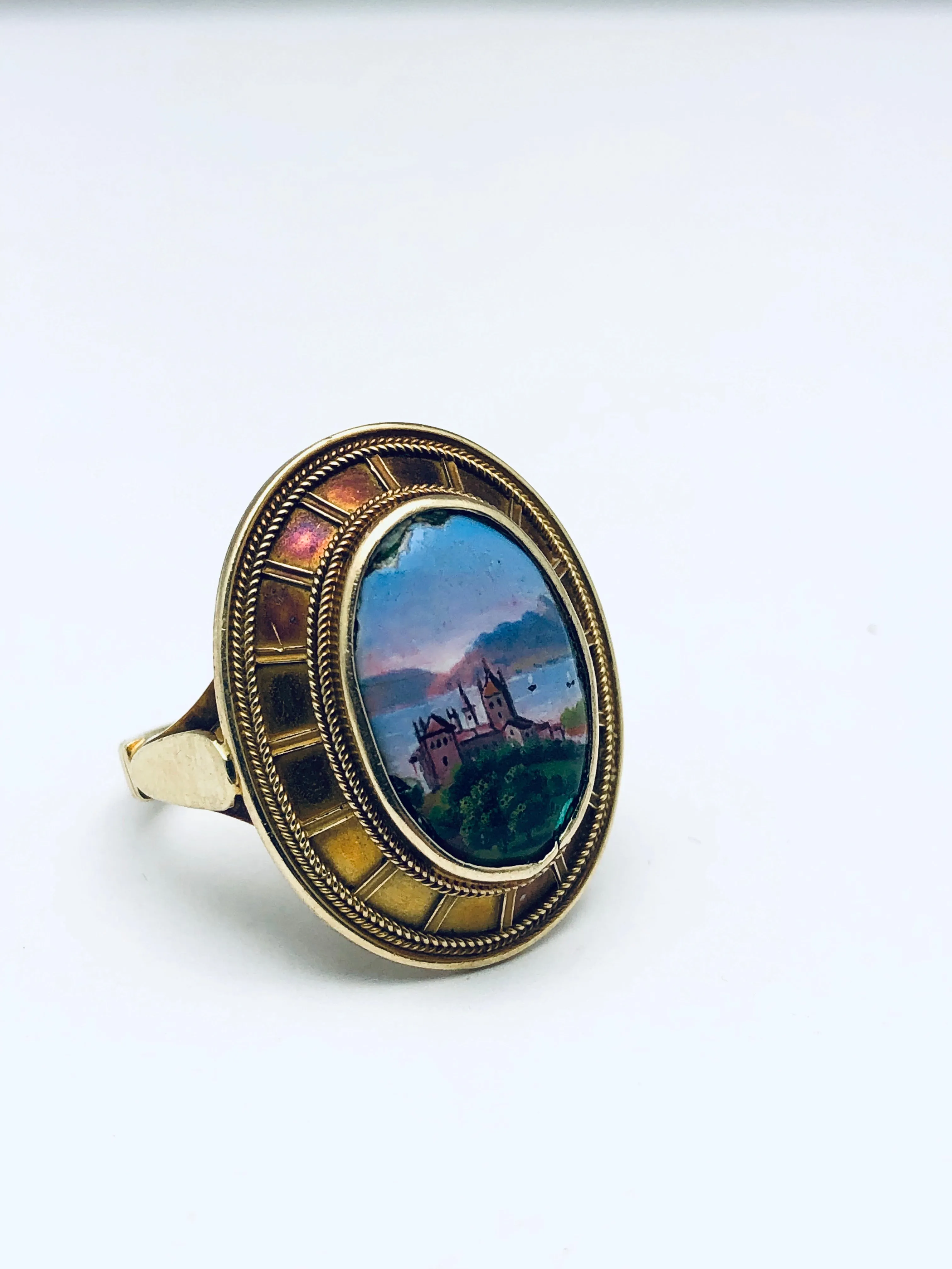 Antique 18K Italian Enamel Ring