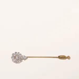 Antique 18k Yellow and White Gold Old European Cut Diamond Brooch | 1.42ctw | 1.5x7.5cm