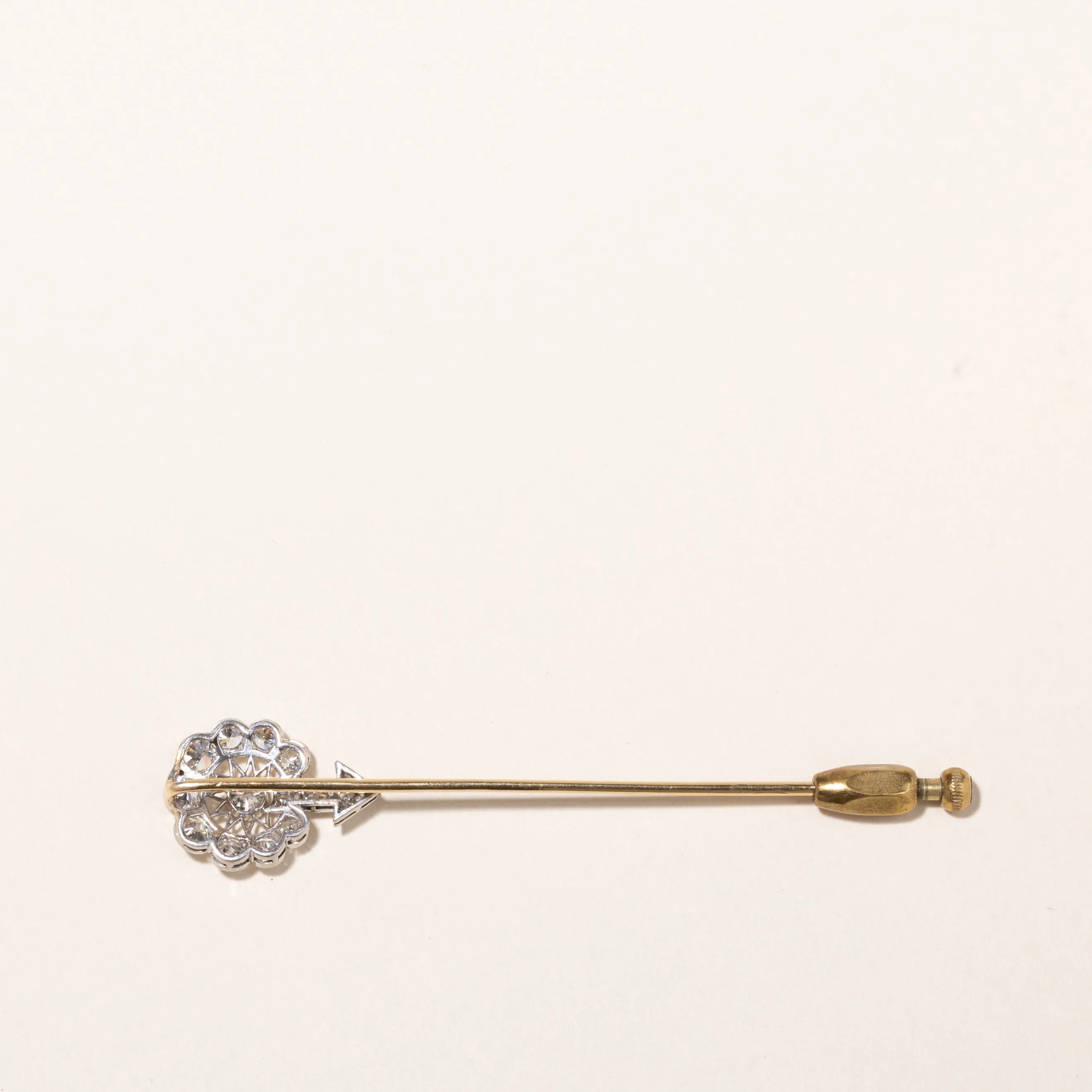 Antique 18k Yellow and White Gold Old European Cut Diamond Brooch | 1.42ctw | 1.5x7.5cm