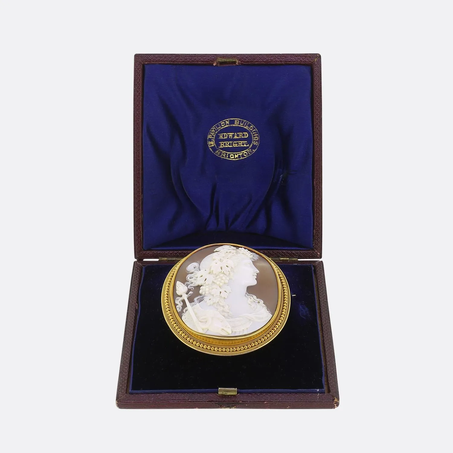 Antique Bacchante Shell Cameo Brooch