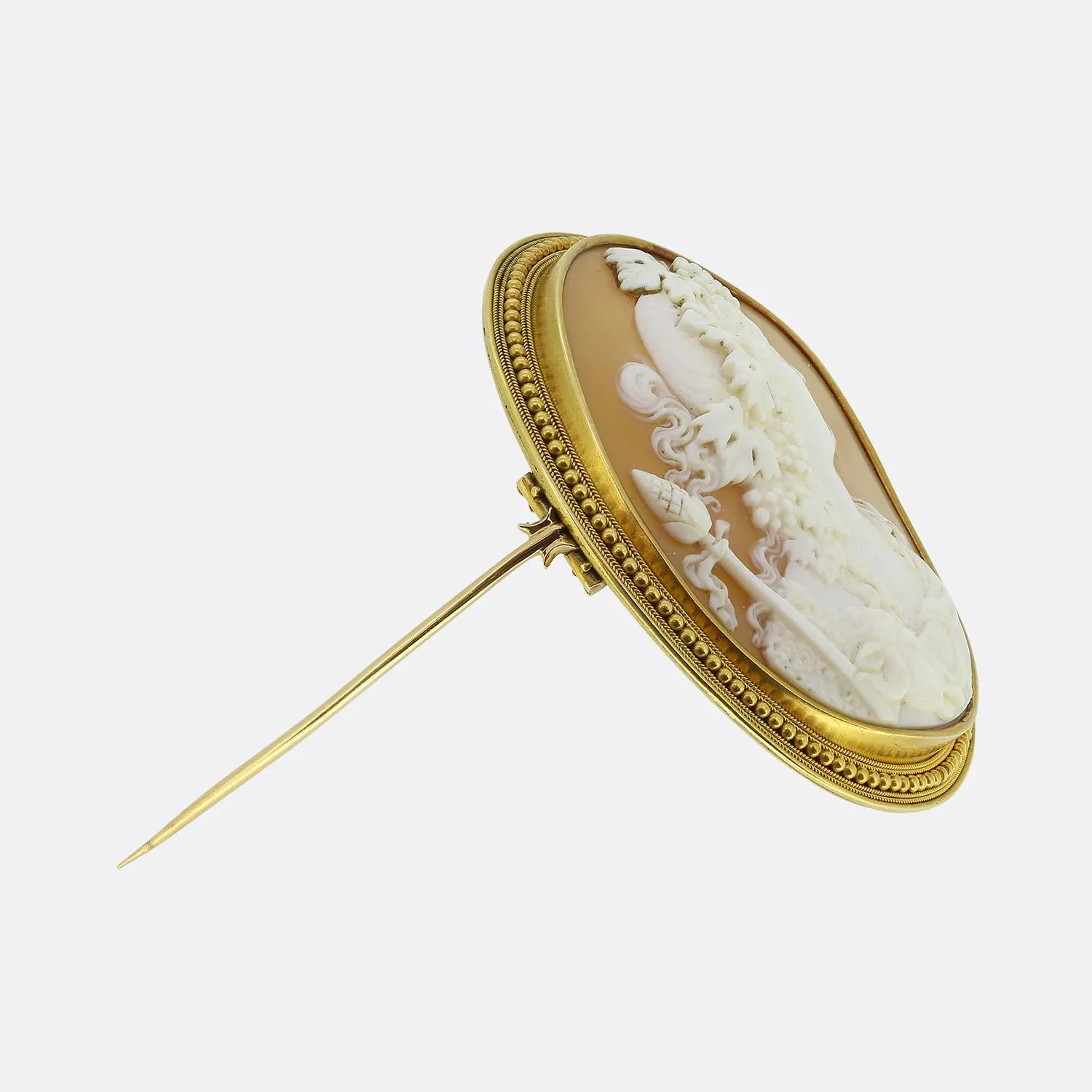 Antique Bacchante Shell Cameo Brooch