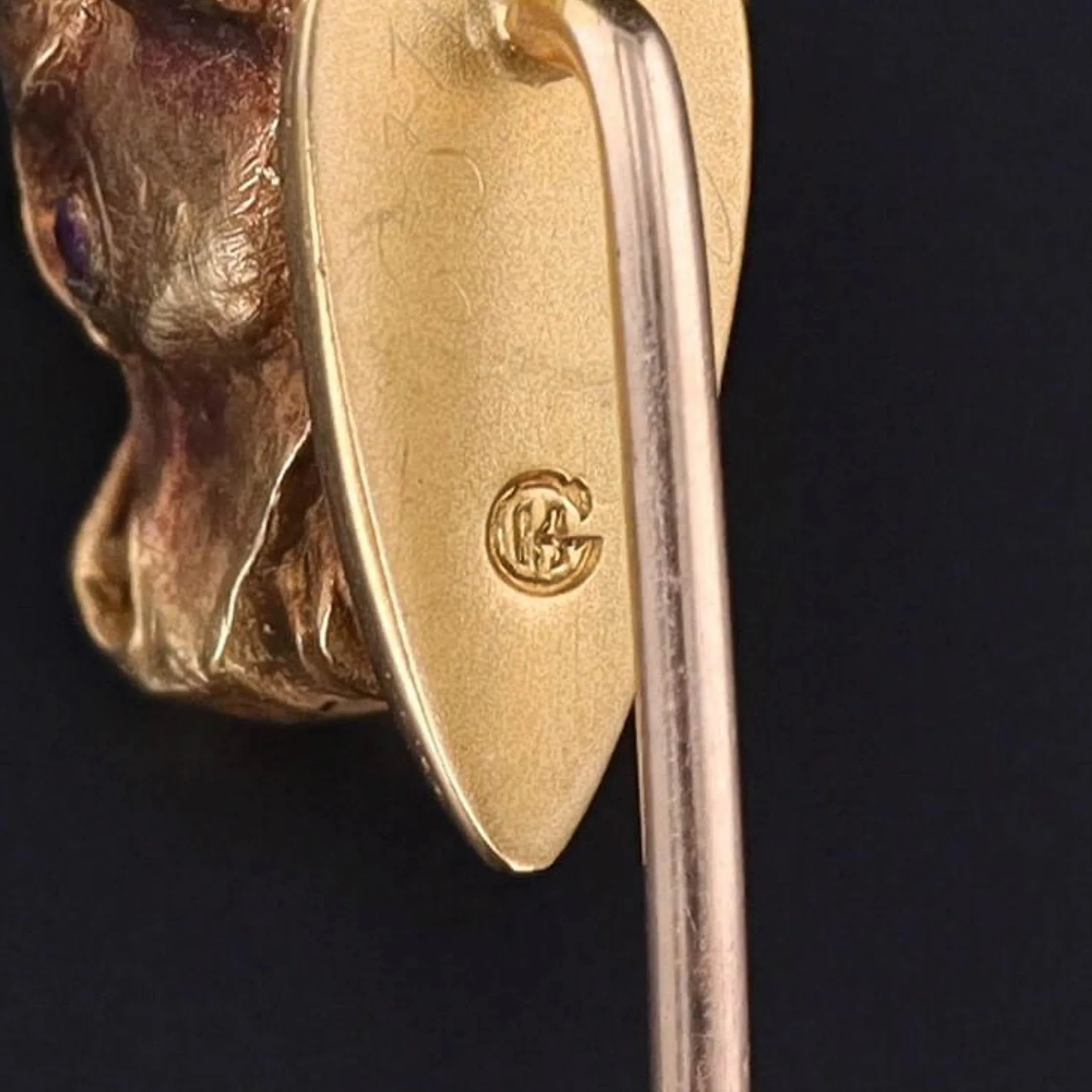 Antique Bull Stickpin of 14k Gold