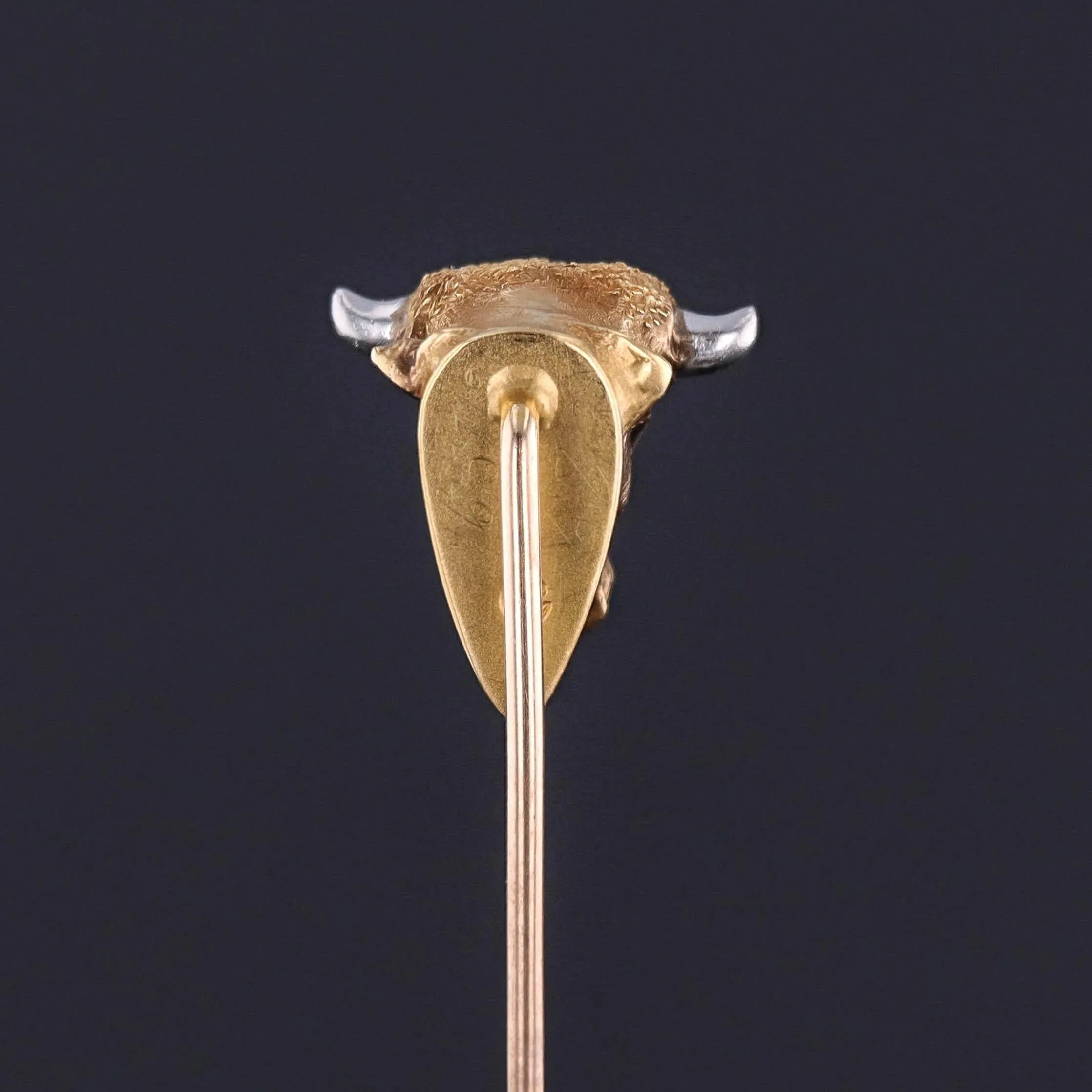 Antique Bull Stickpin of 14k Gold