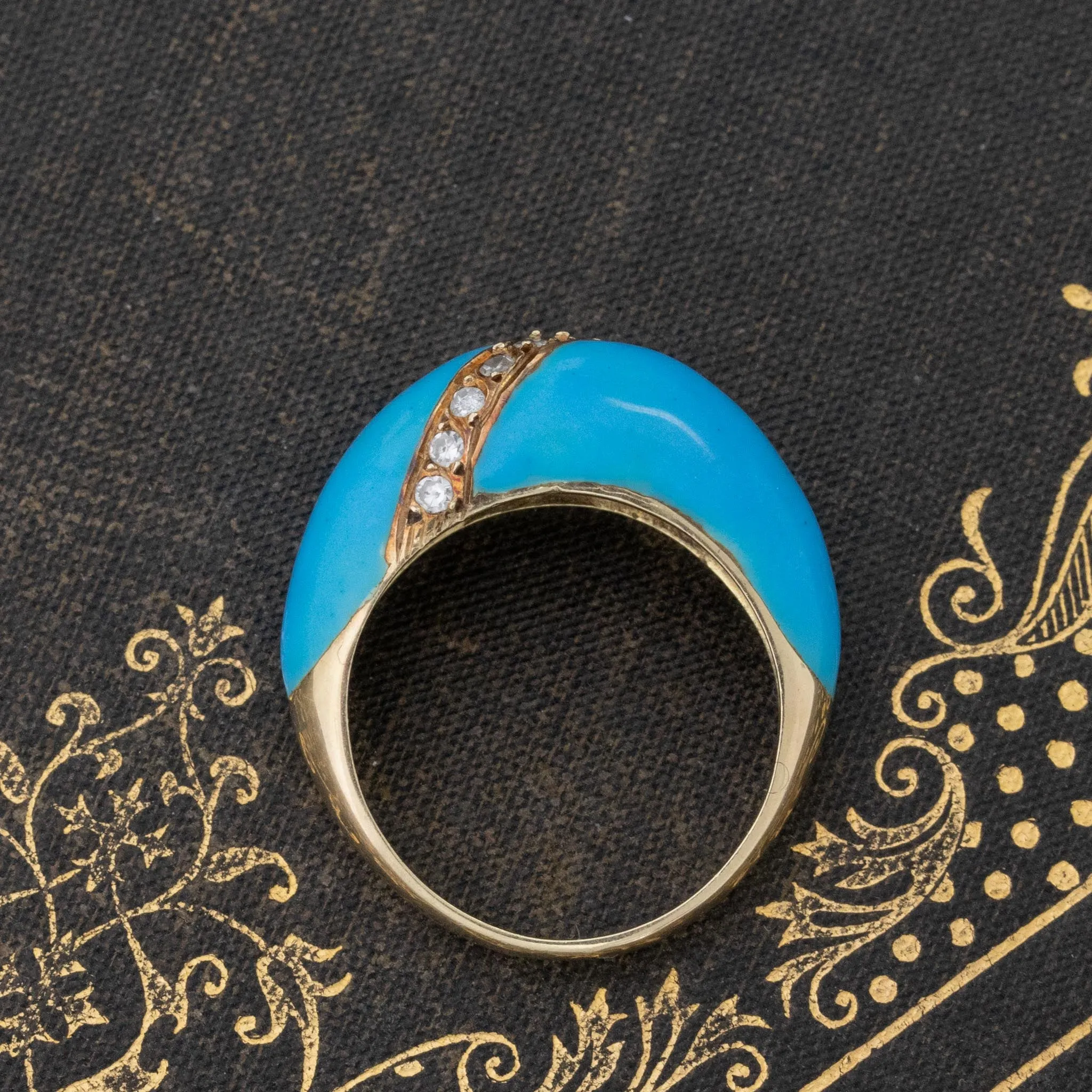 Antique Diamond & Enamel Dome Ring