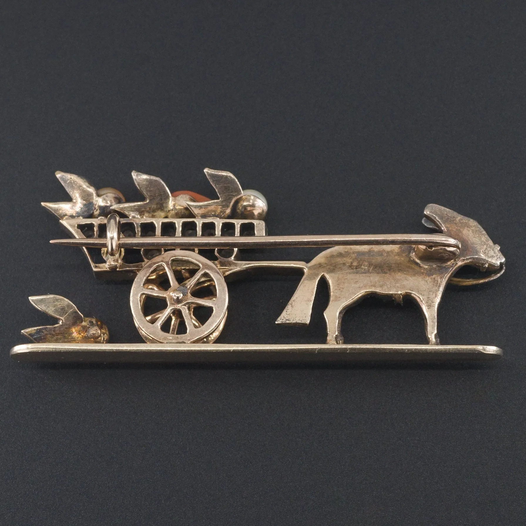 Antique Diamond Donkey Cart Brooch
