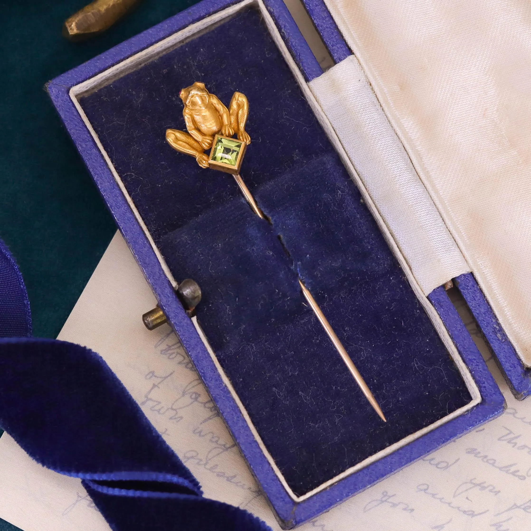 Antique Frog Stickpin of 18k and 14k Gold