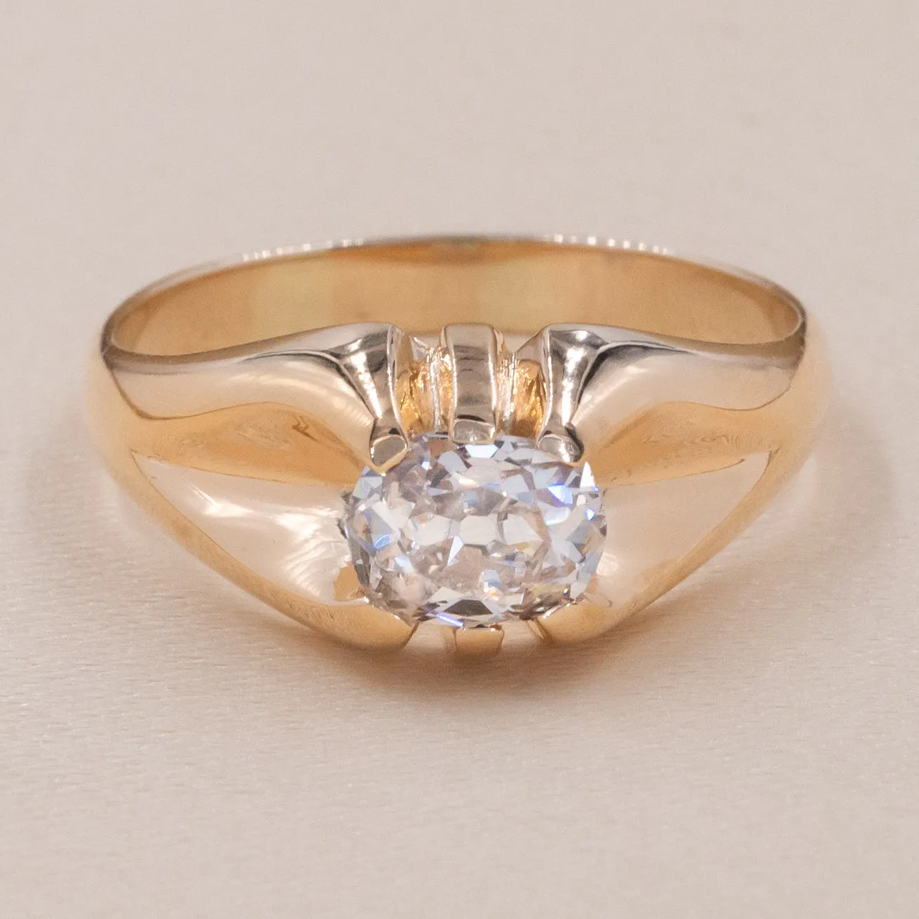 Antique Oval Cut Diamond Belcher c1890