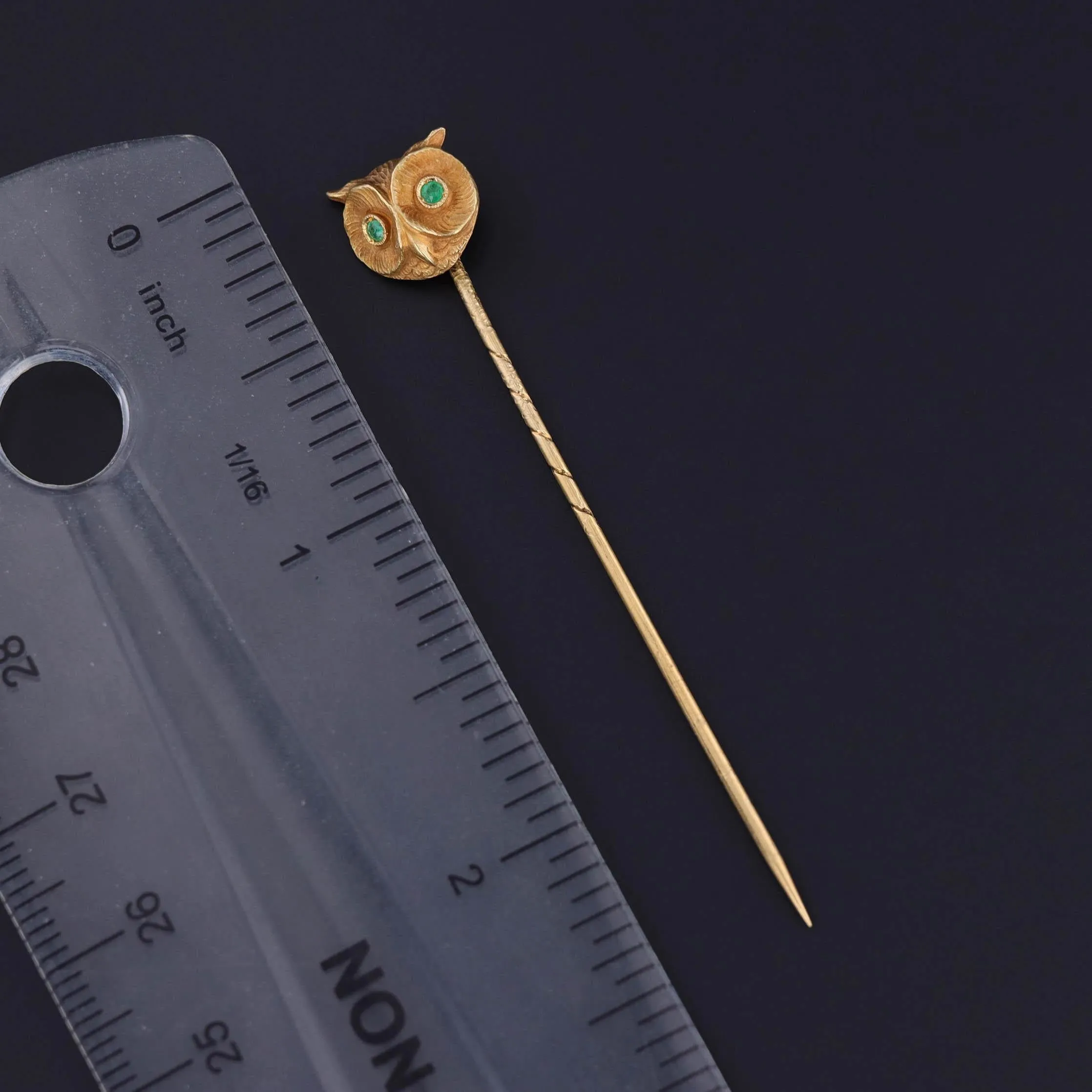Antique Owl Stickpin of 18k Gold