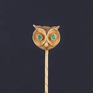 Antique Owl Stickpin of 18k Gold