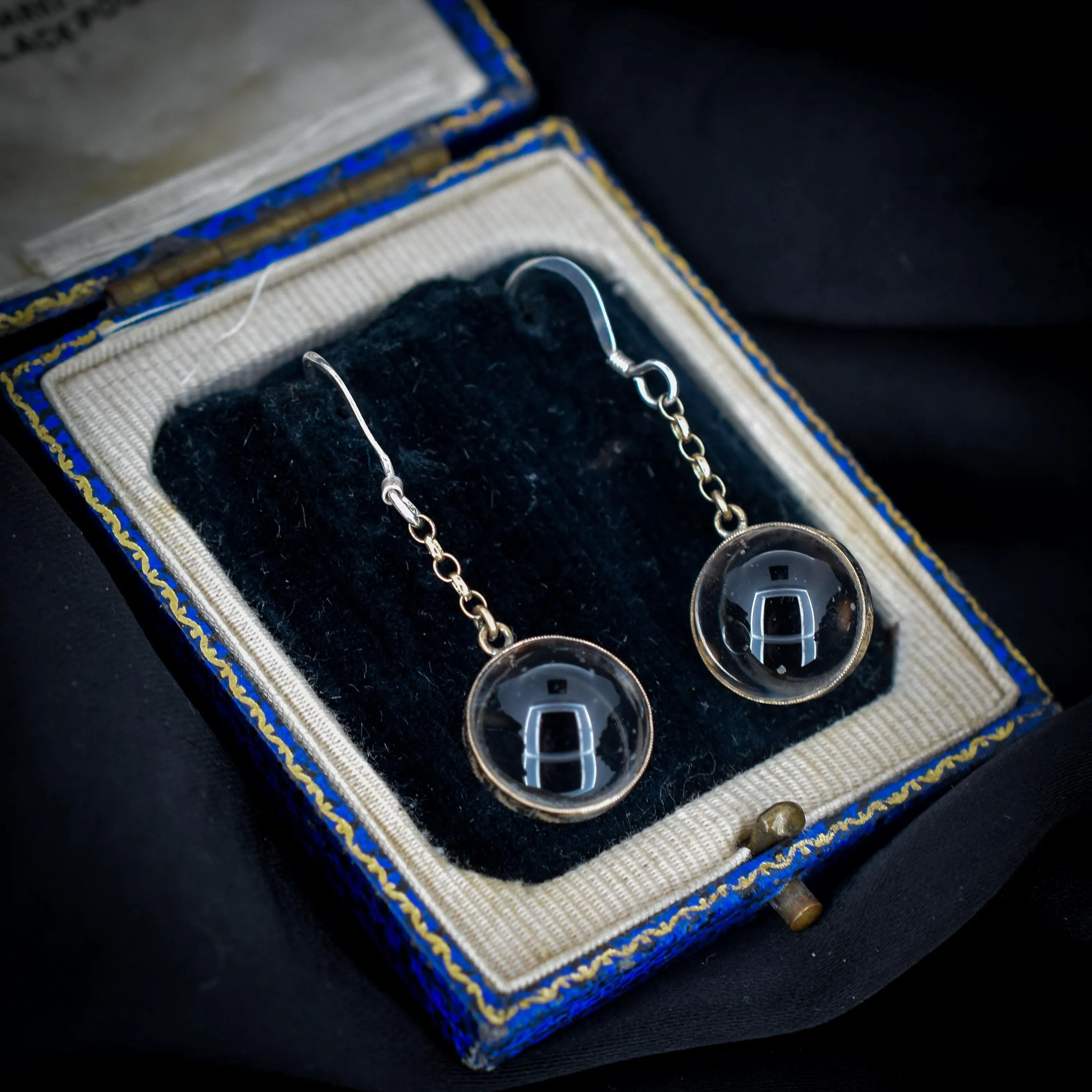 Antique 'Pool of Light' Rock Crystal Silver Orb Earrings