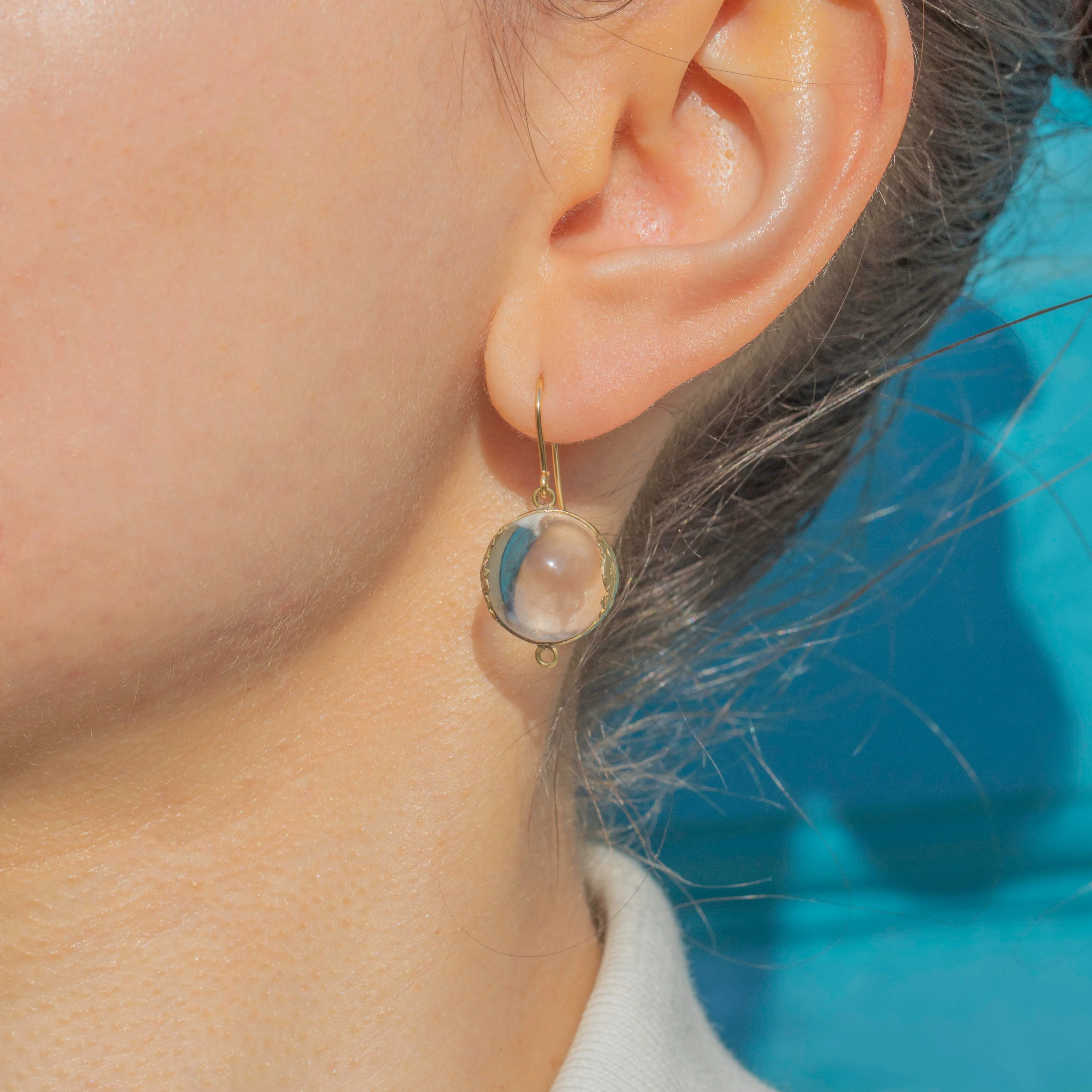 Antique Pools of Light Rock Crystal Drop Earrings, 9ct Hooks