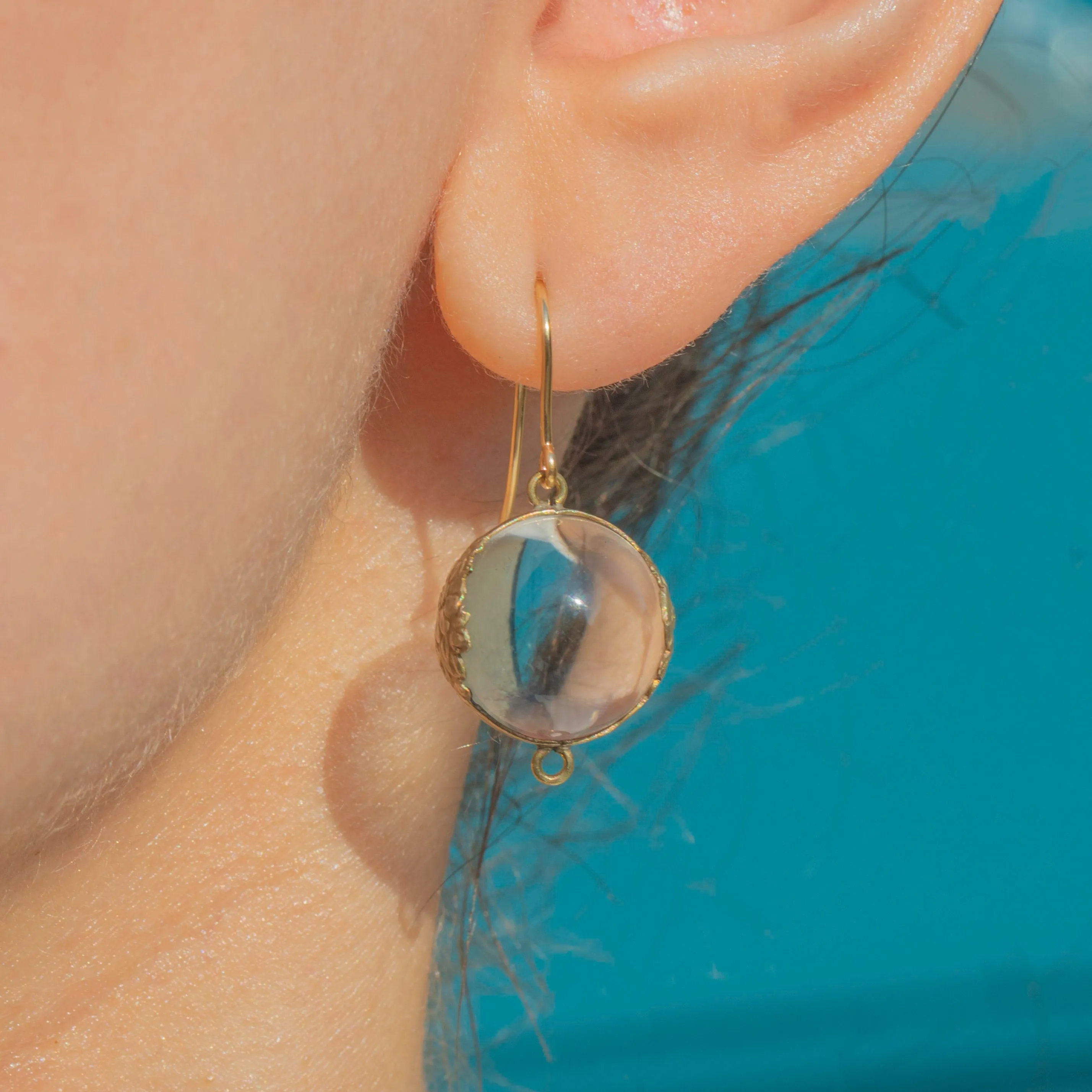 Antique Pools of Light Rock Crystal Drop Earrings, 9ct Hooks