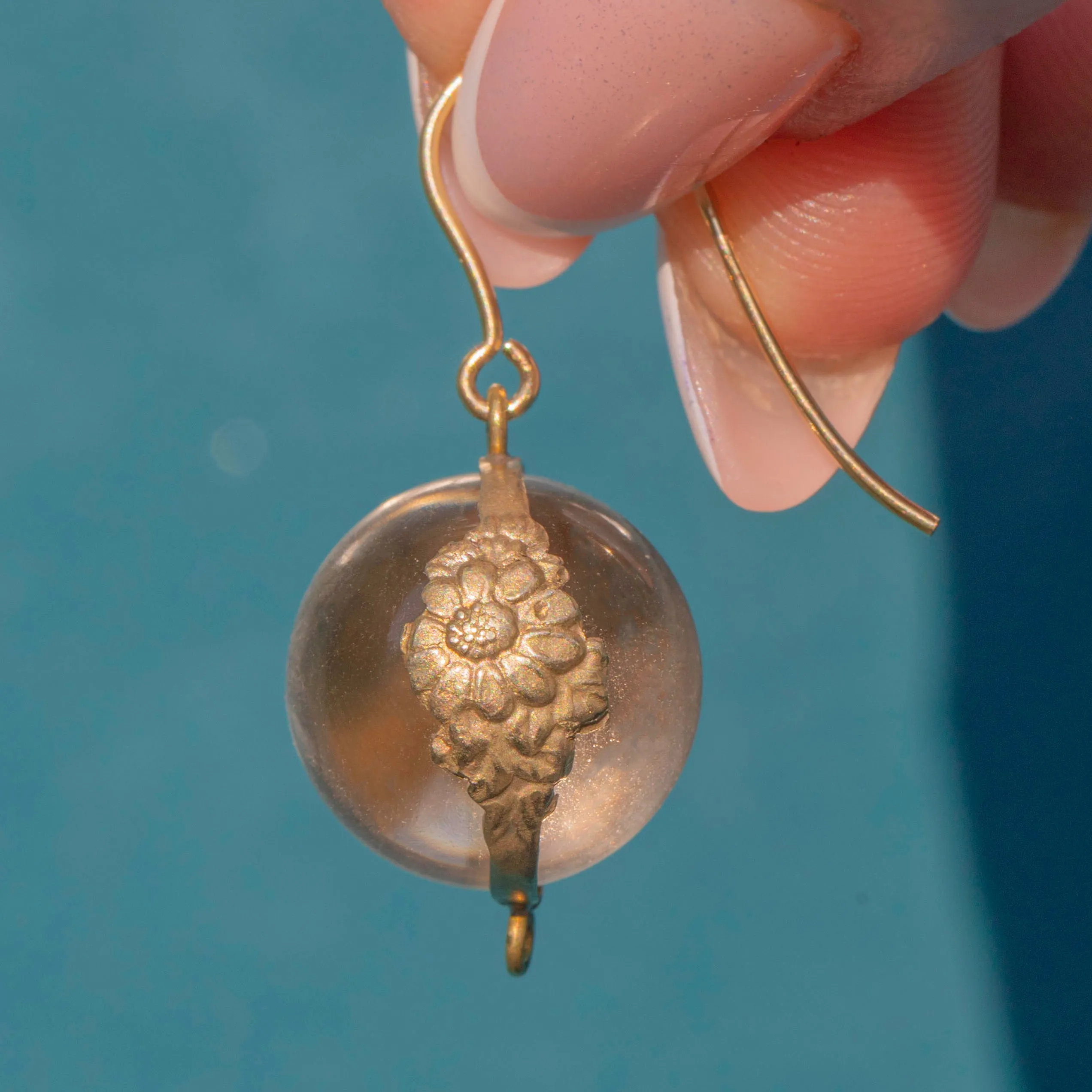 Antique Pools of Light Rock Crystal Drop Earrings, 9ct Hooks