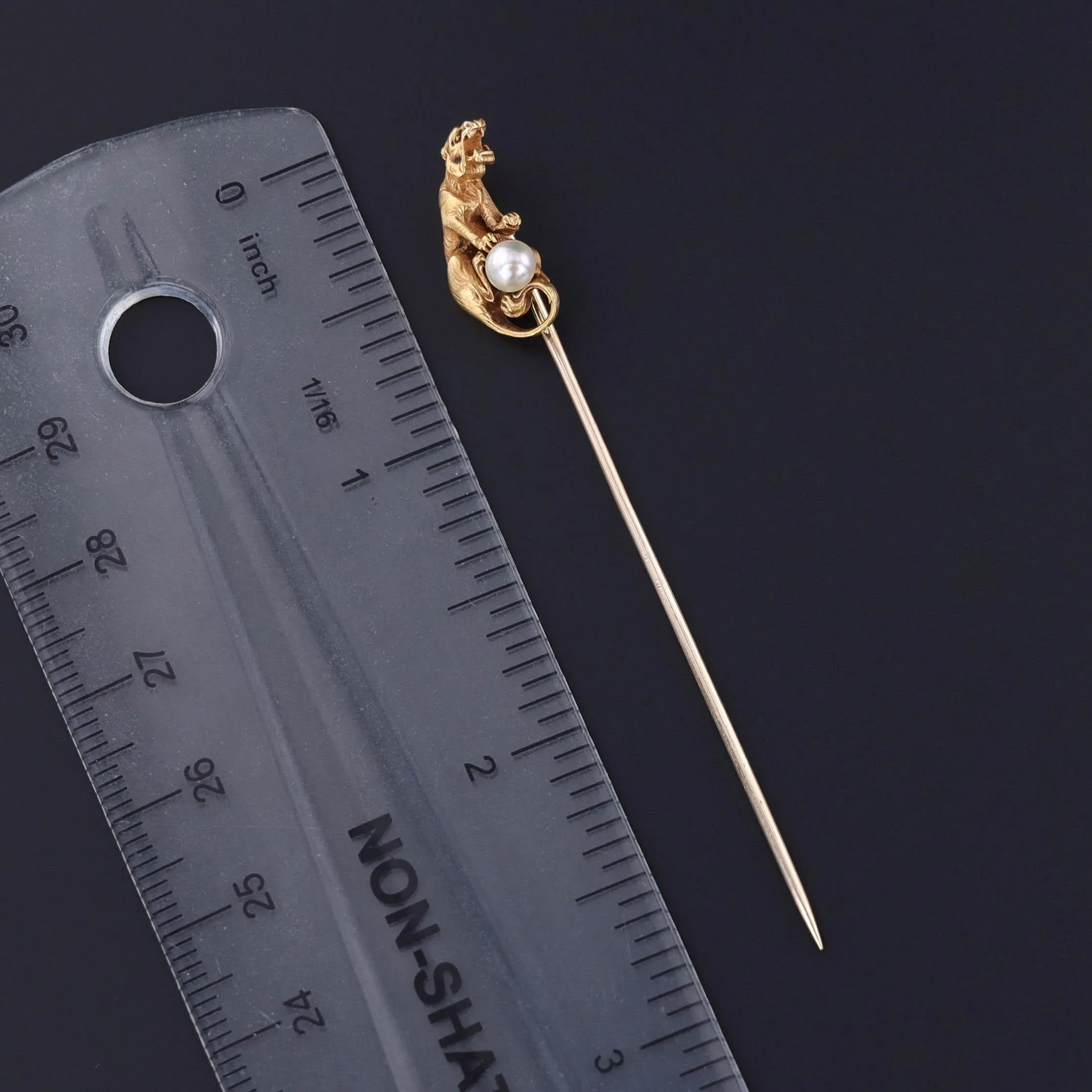 Antique Tiger Stickpin of 14k Gold