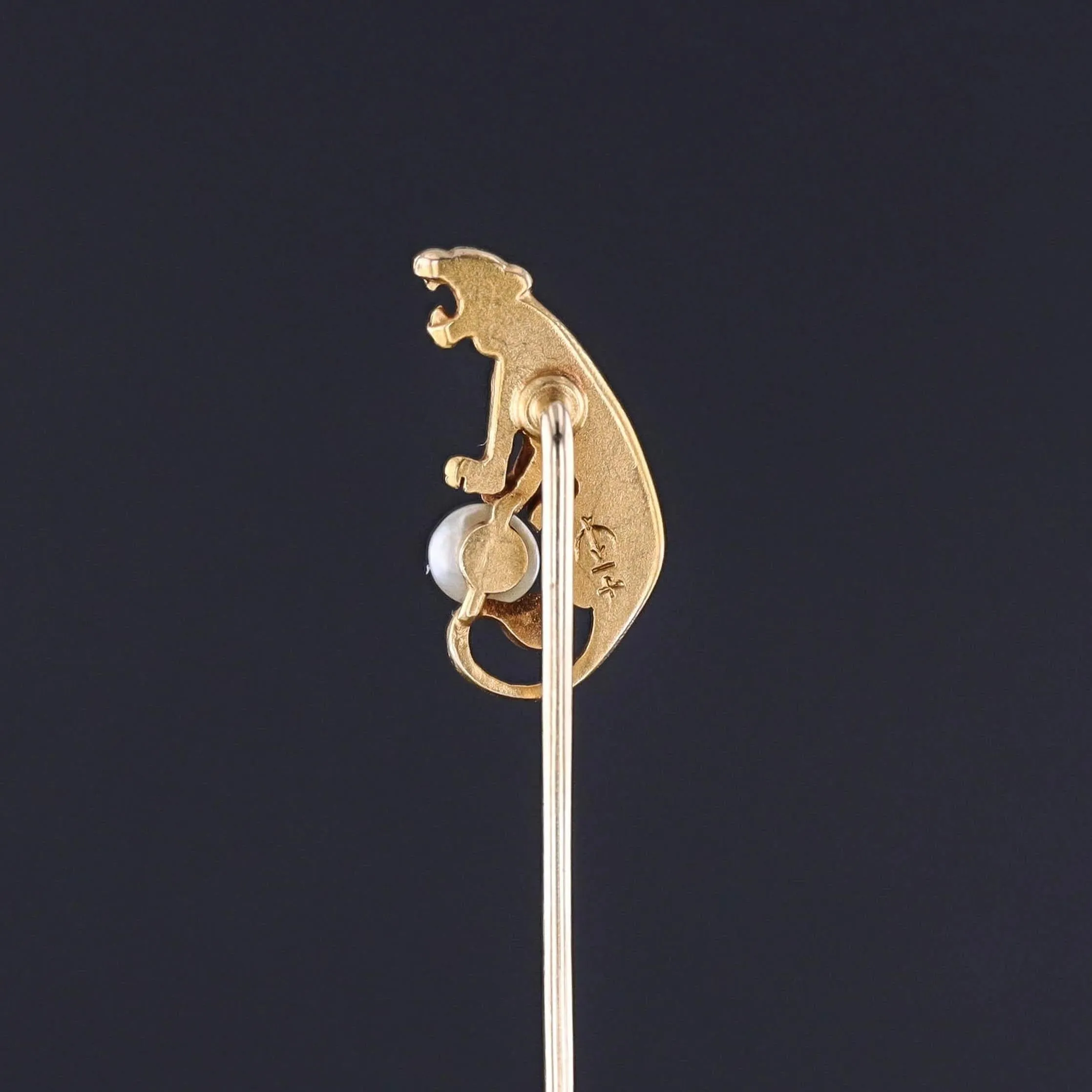 Antique Tiger Stickpin of 14k Gold