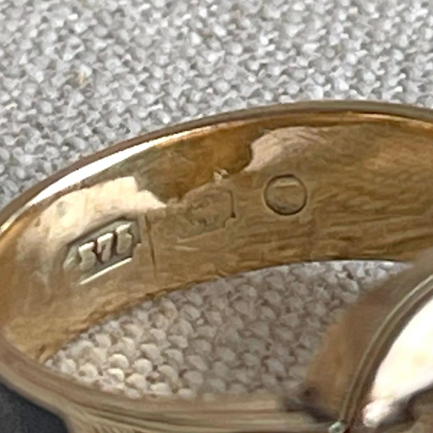 Antique Victorian 9K Gold and Black Enamel Buckle Locket Ring, Dated 1868