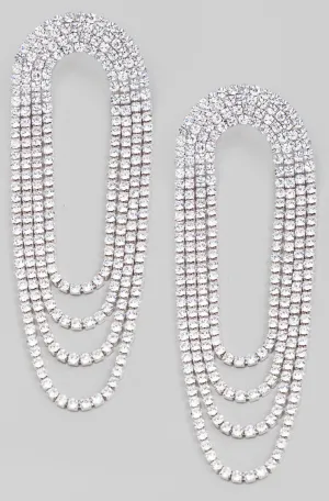 Arch Rhinestone Chain Dangle Earrings