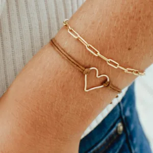 'Armed with Love' & Charming Link Chain Bracelet Duo