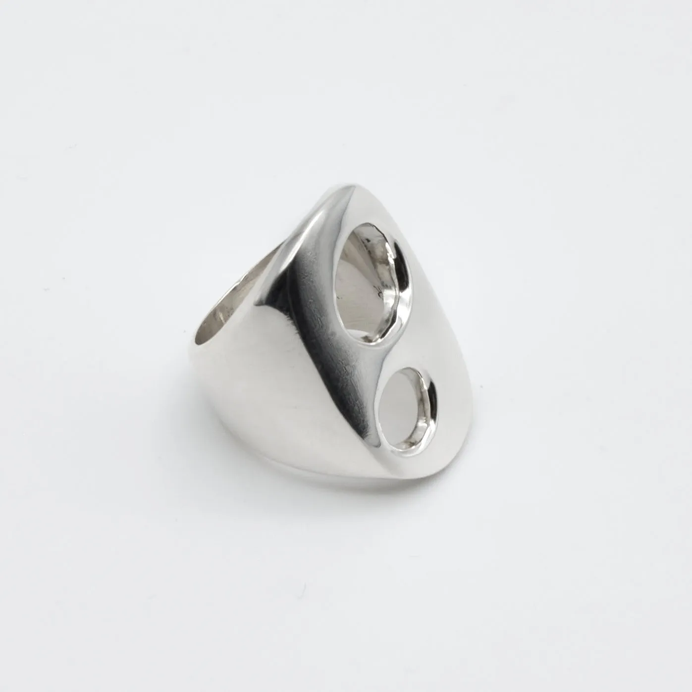 Asymmetrical Solid Sterling Silver Ridged Ring