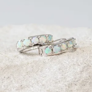 'Aurelie' Crystal Opal Earrings 14ct White Gold