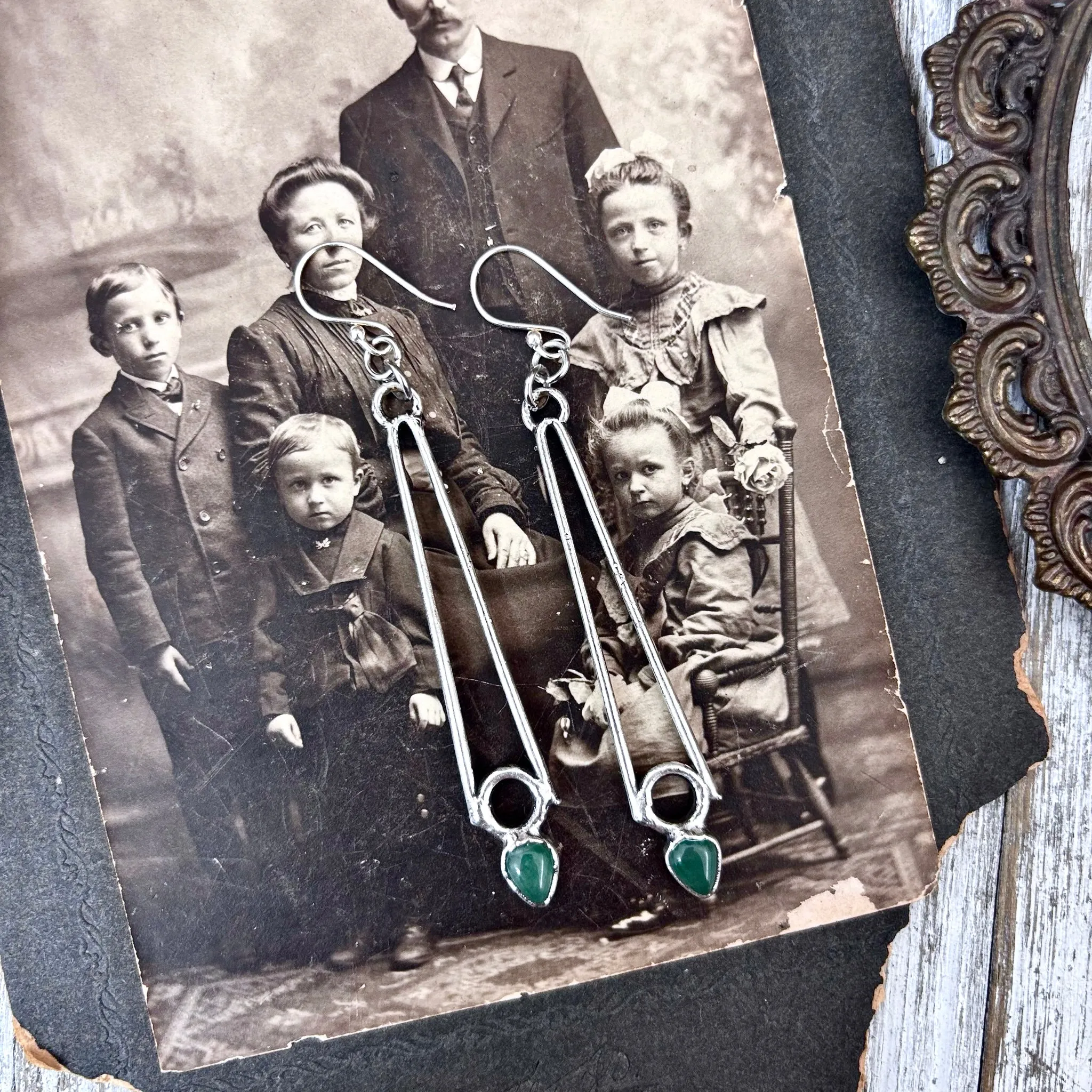 Aventurine Fine Silver Crystal Earrings / Long Dangle Witchy Earrings