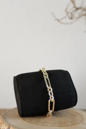 B045 - 14k YG 8" Large Link Trombone Chain Bracelet