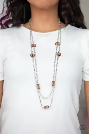 Back for More - Brown - Glassy Bead Tiered Paparazzi Long Necklace