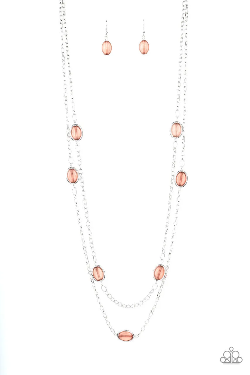 Back for More - Brown - Glassy Bead Tiered Paparazzi Long Necklace