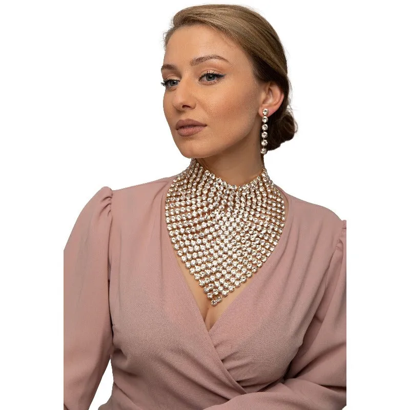 Bad and Bougie Rhinestone Necklace and Earring Set (2 Colors)