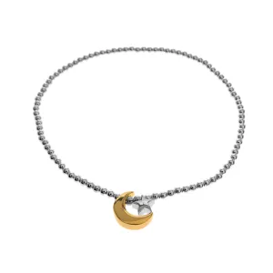 Ball chain with star and gold plated moon bracelet