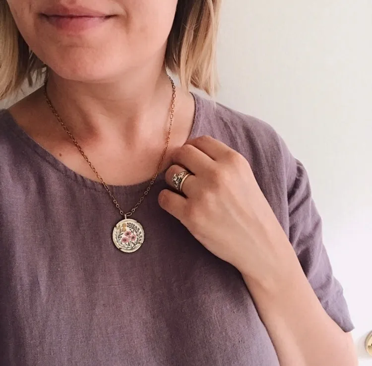Barred Rock Chicken Necklace, Hand Painted Pendant, Original Watercolor Art