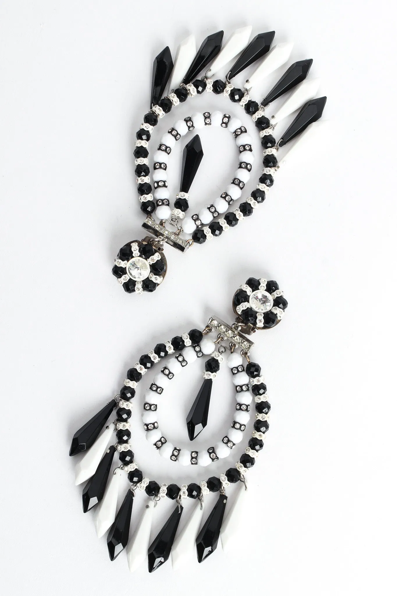 Bead & Rhinestone Double Hoop Earrings