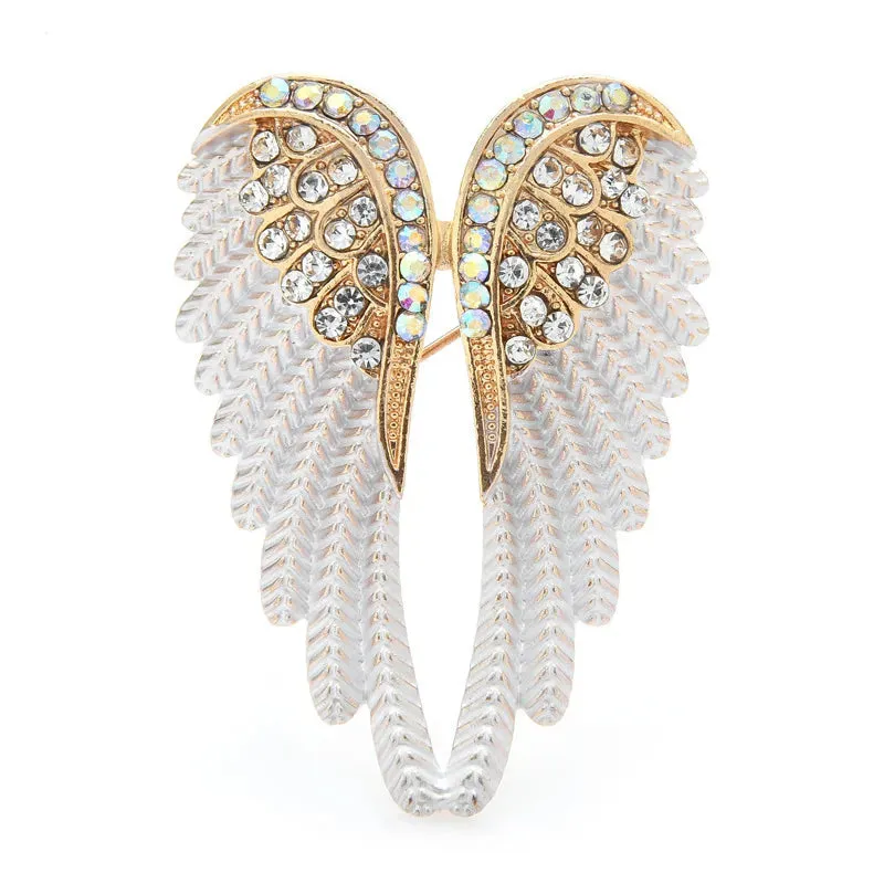 Beautiful Rhinestone Angel Wing Brooch