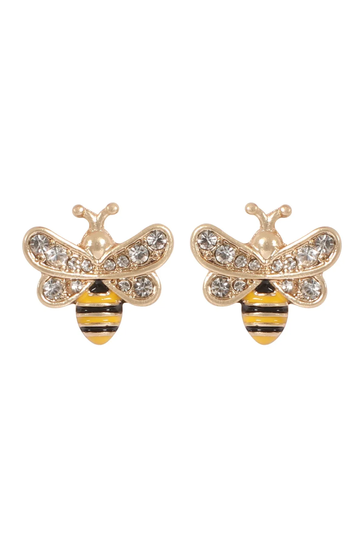 BEE SHAPE WITH RHINESTONE STUD EARRINGS