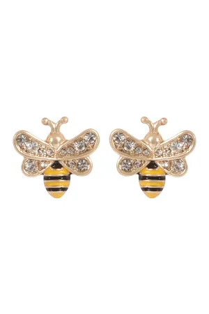 BEE SHAPE WITH RHINESTONE STUD EARRINGS