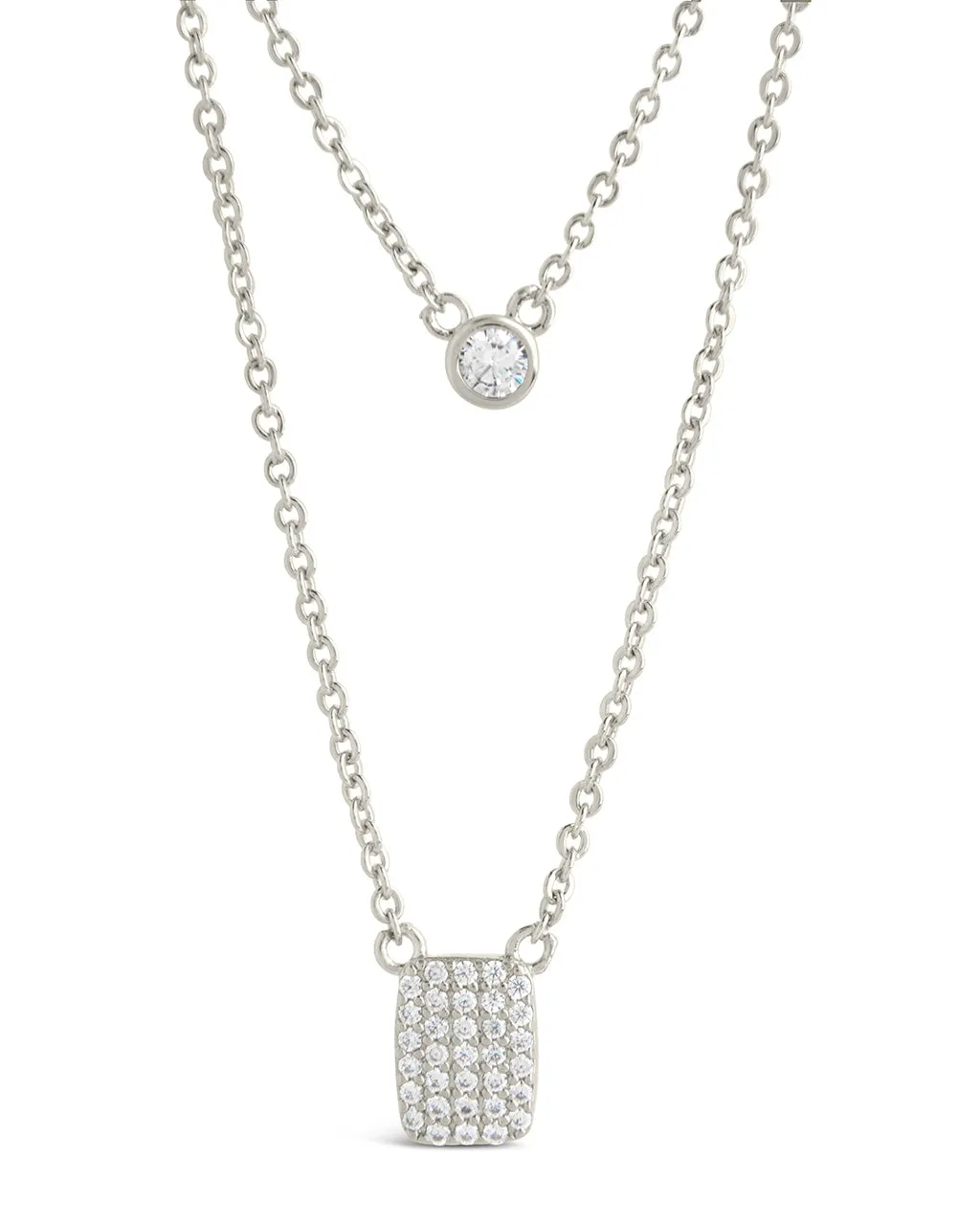 Bezel & CZ Tag Layered Necklace