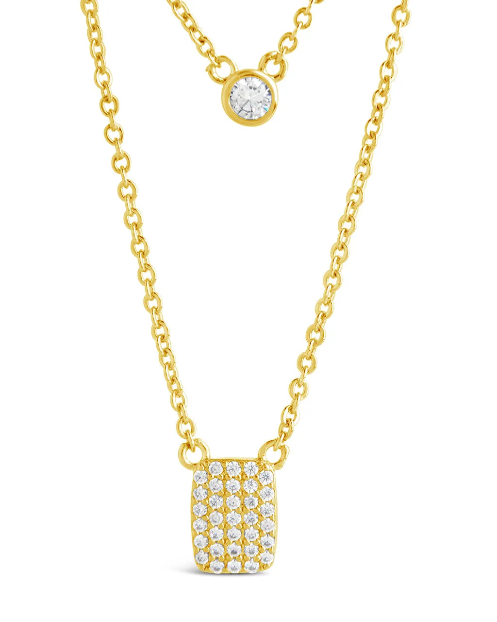 Bezel & CZ Tag Layered Necklace