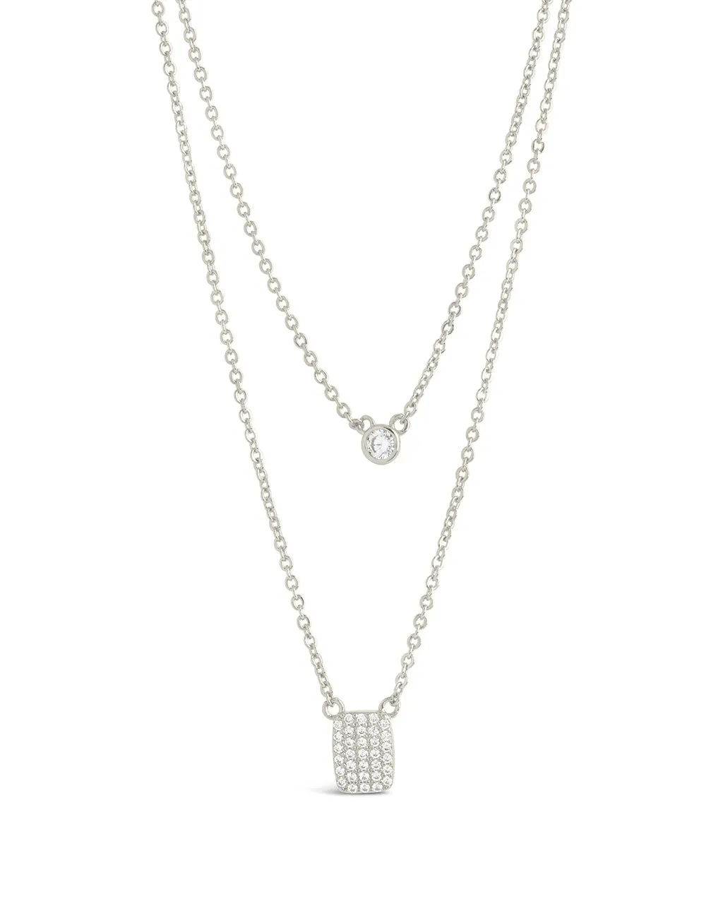 Bezel & CZ Tag Layered Necklace