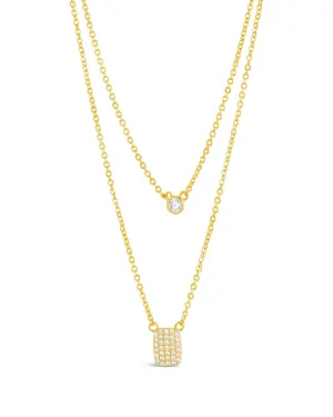Bezel & CZ Tag Layered Necklace