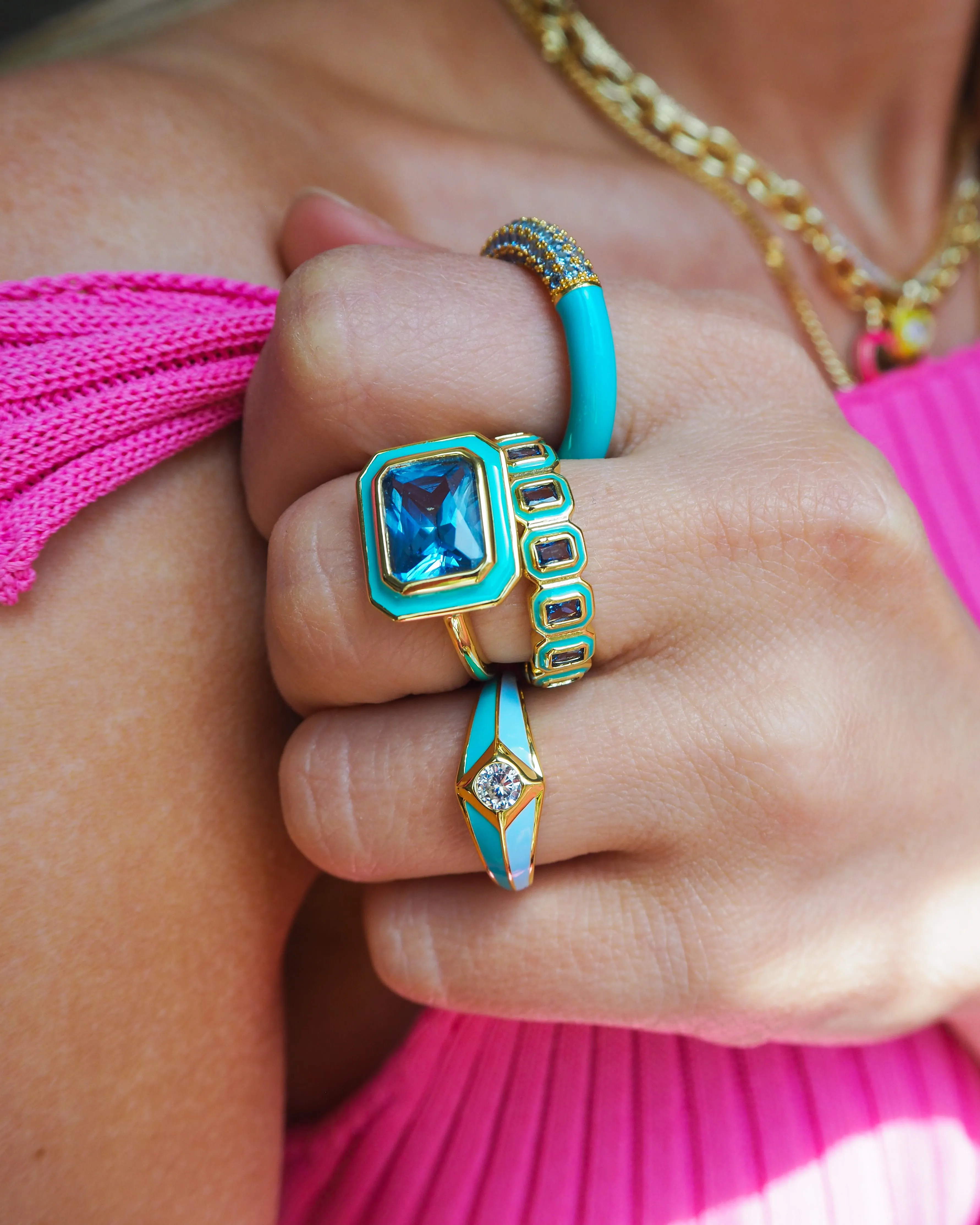 Bezel Ballier Ring- Turquoise- Silver