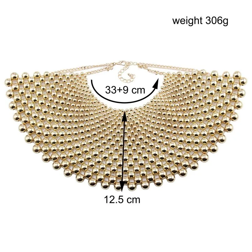 Big Chunky Ball Beaded Maxi Choker Collar Pendant Necklace for Women Brand Handmade Chain Metal Statement Bead Necklace