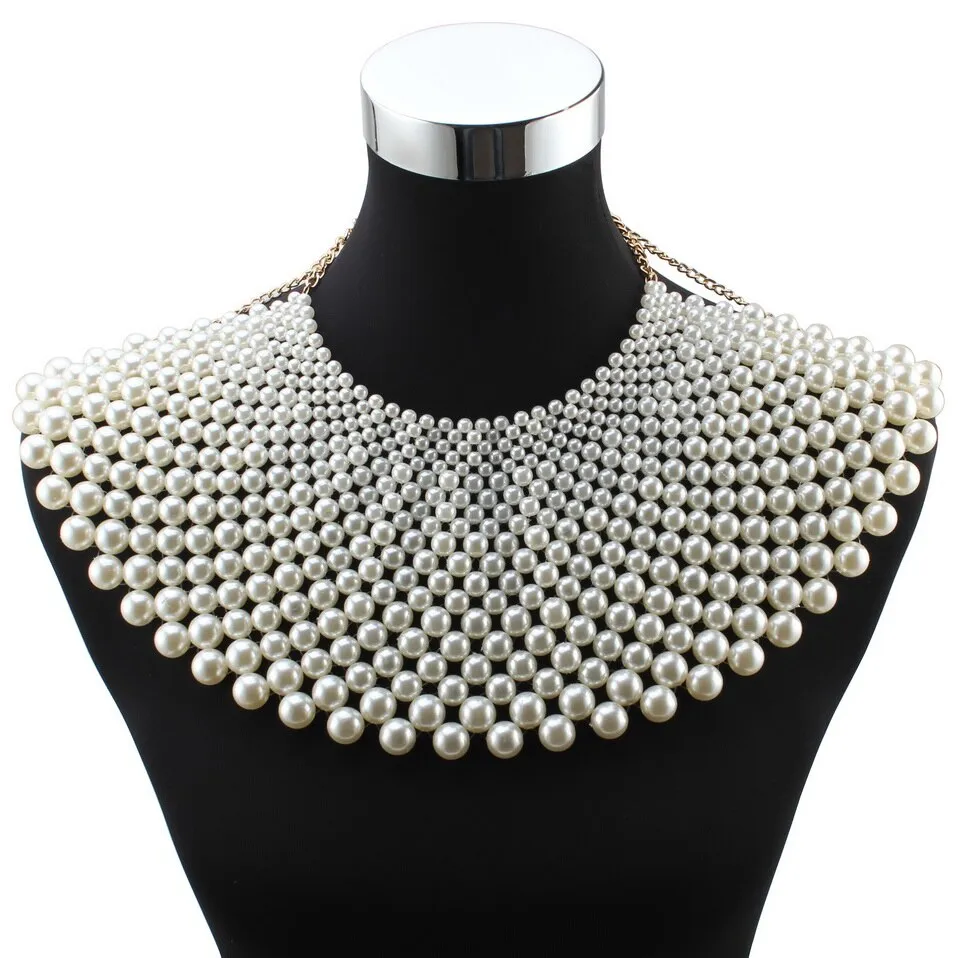 Big Chunky Ball Beaded Maxi Choker Collar Pendant Necklace for Women Brand Handmade Chain Metal Statement Bead Necklace